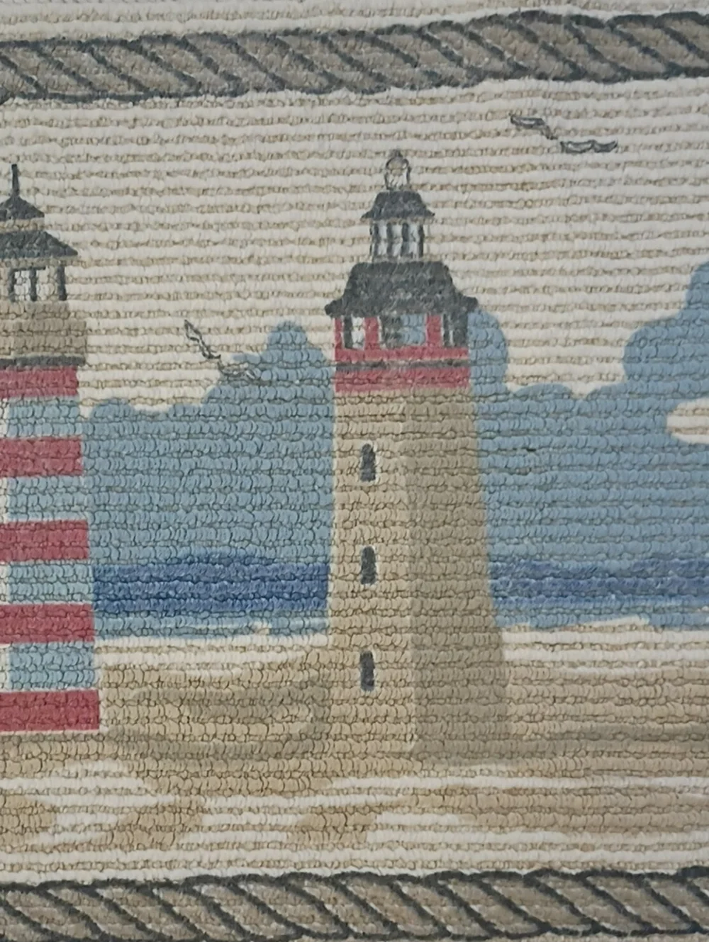 Coastal Lighthouse Door Mat in Red, Blue & Tan - Picture 3 of 3
